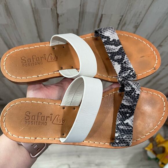Safari Club Positano Leather Two Strap Sandals Women's EU Size 36 Snakeskin - Picture 2 of 4